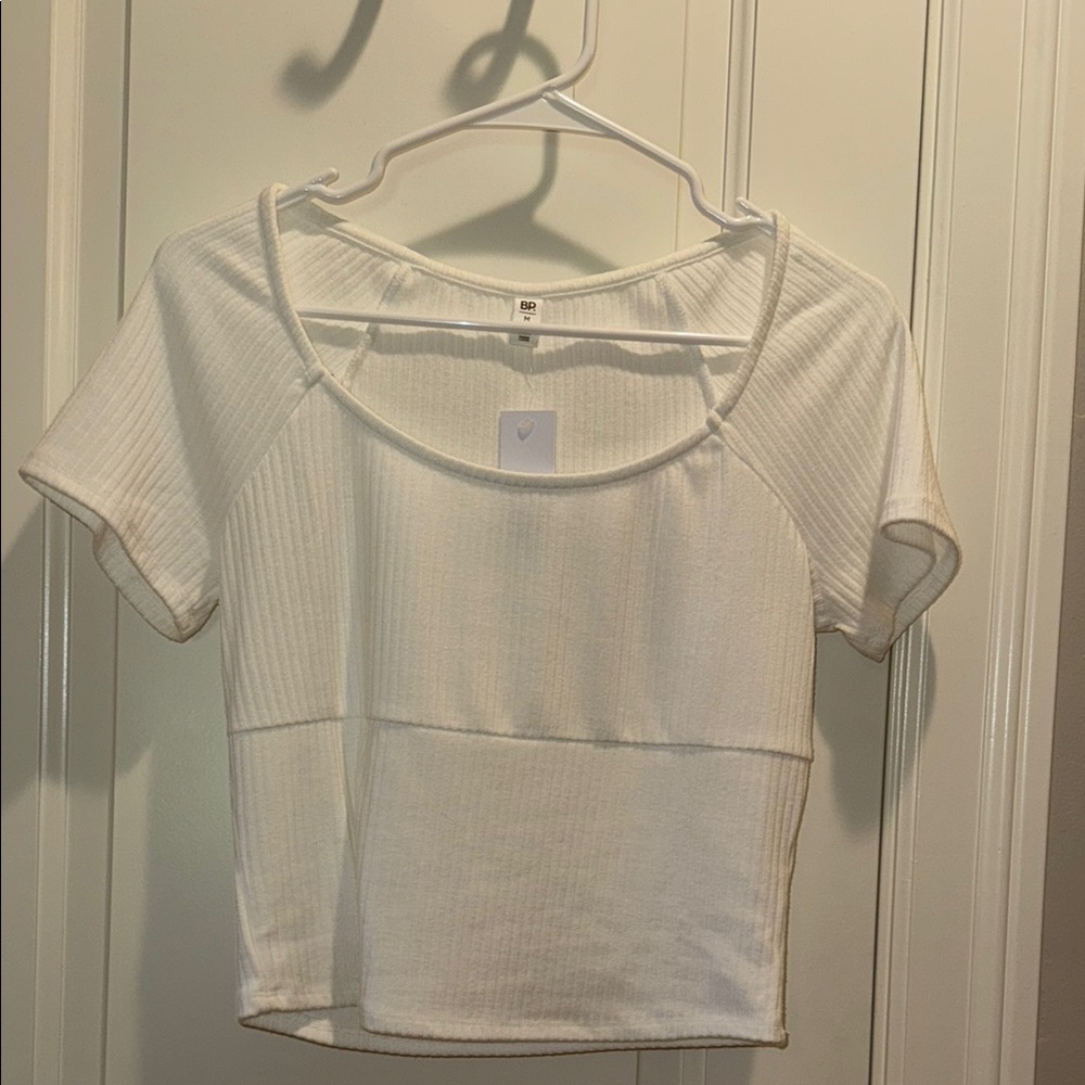 BP White Ribbed Crop Top